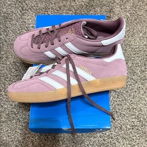 Adidas Gazelle Mauve and White Sneakers